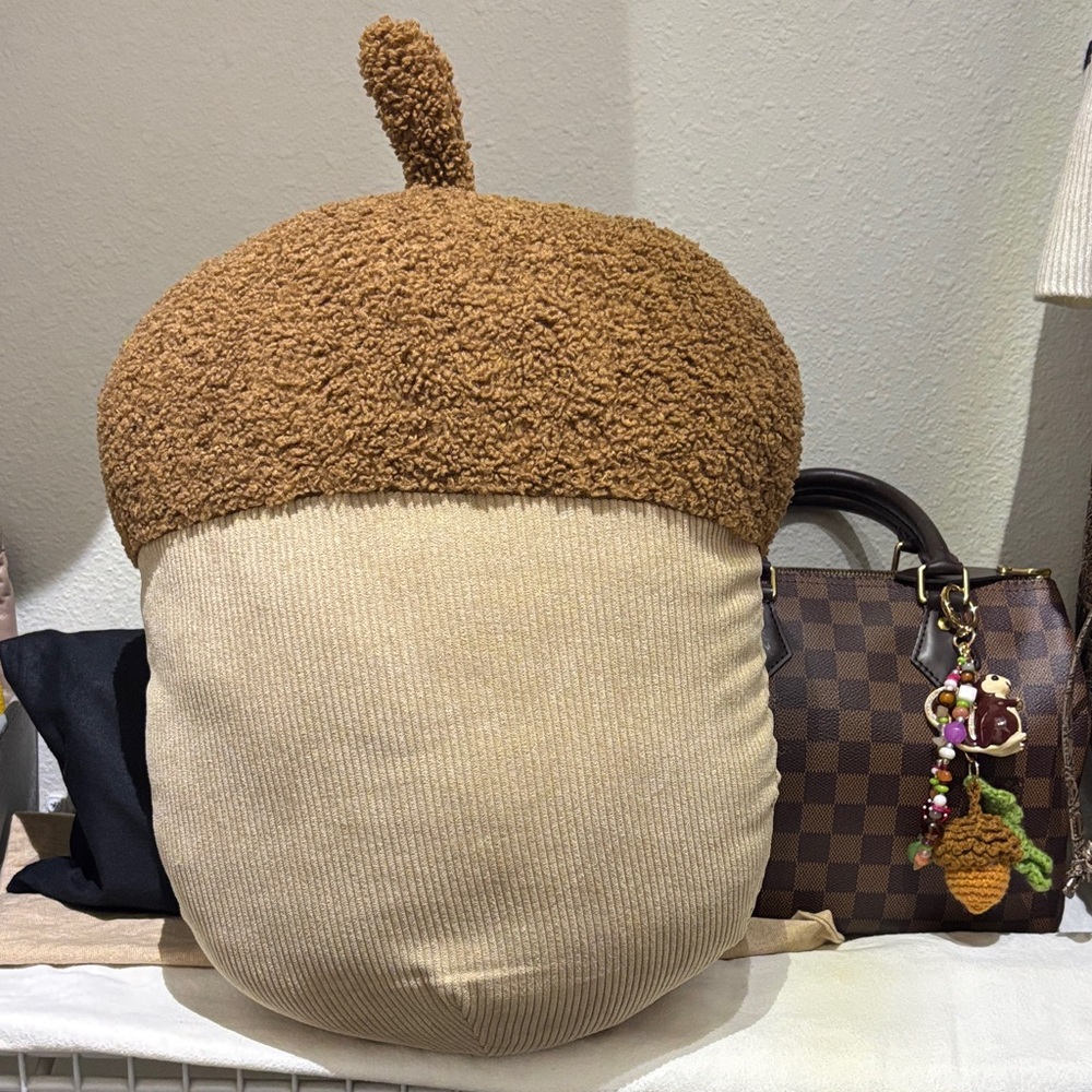 Large Brown and Tan Acorn Pillow